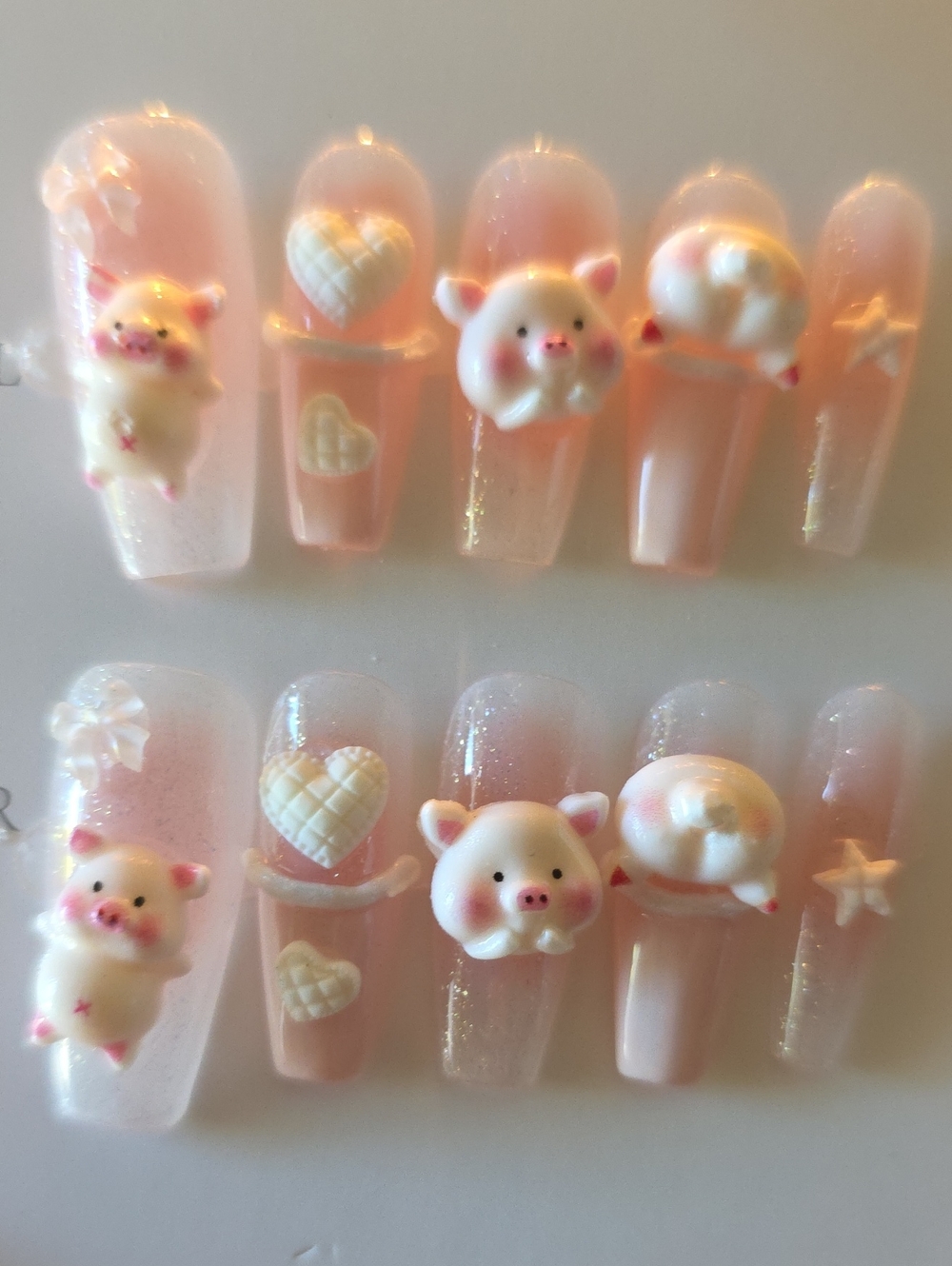 Cute Pink Pig Small Pets Nail Art Set Size Med